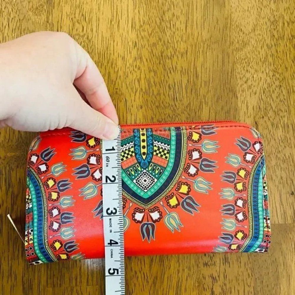Dashiki Print Zip Around Wallet Clutch Tribal Boho Festival Ethnic Travel Bag - Picture 12 of 12